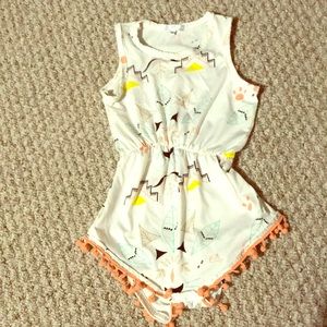 Toddler girls white tribal romper